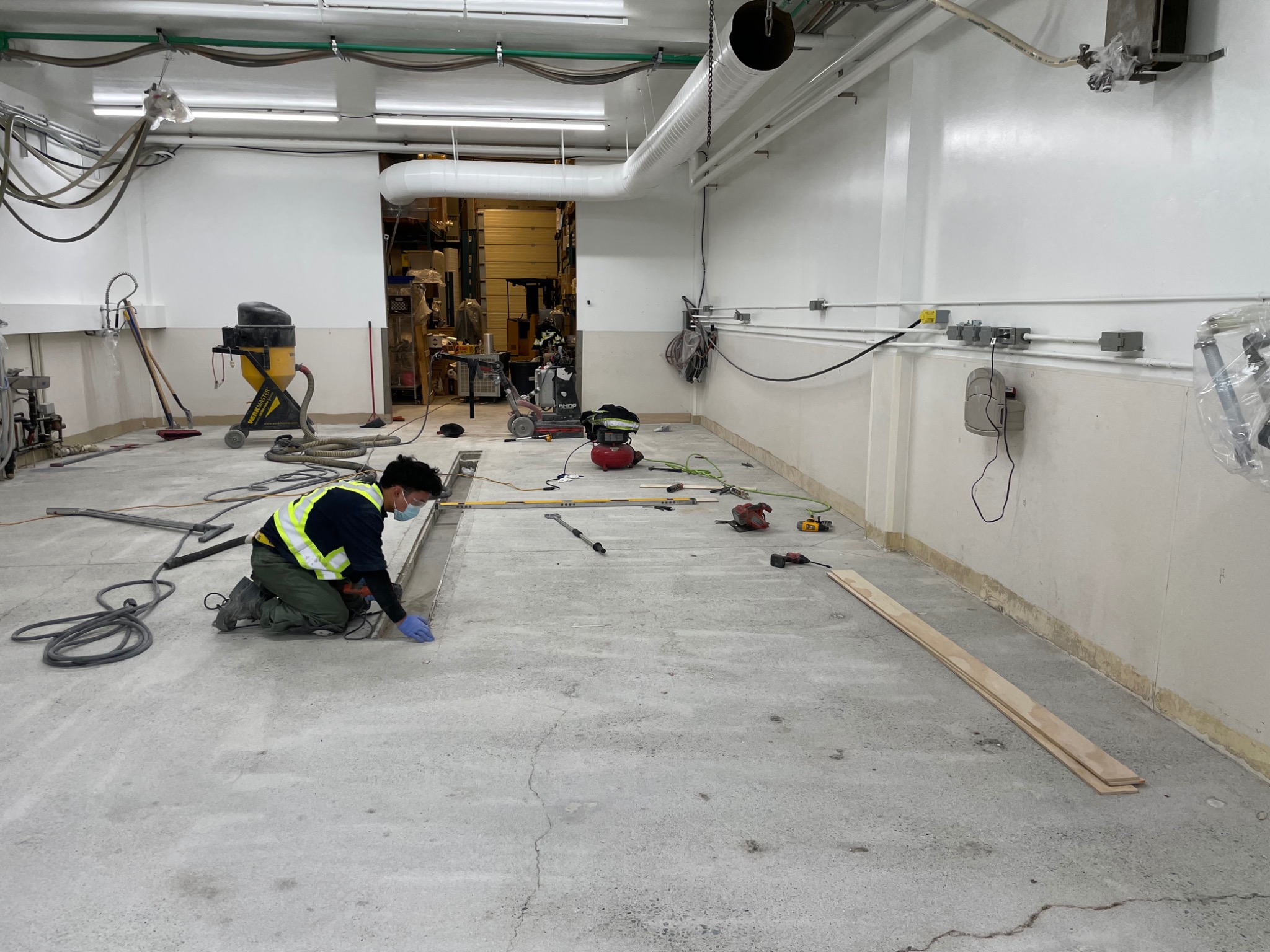Existing concrete floor before epoxy preparation